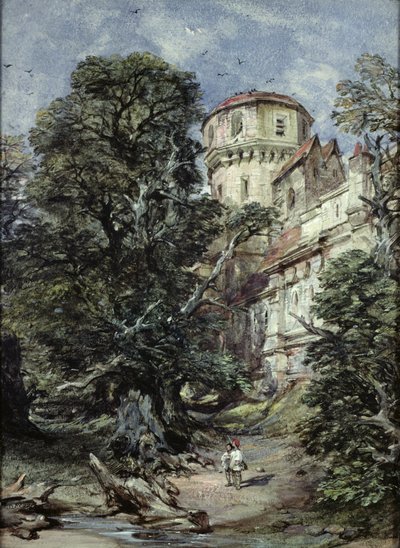 Landschaft mit Schloss und Bäumen von George Cattermole